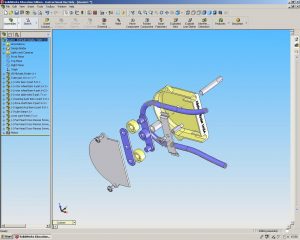 3D model of water pump, exploded view