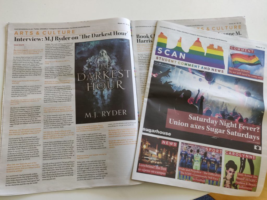 Interview with M.J. Ryder published in SCAN (Lancaster University student newspaper), February 2019.