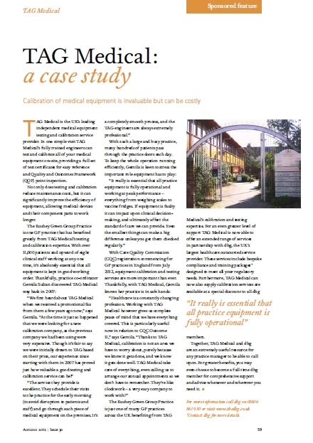 TAG Medical advertorial