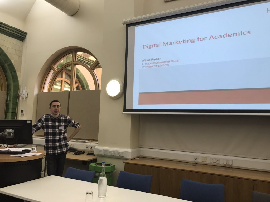Mike Ryder, 'Digital Marketing for Academics' at the AHRC's NWCDTP Conference October 2017