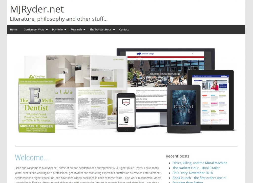 MJRyder.net website screenshot - December 2018