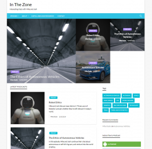 Screenshot from the new In The Zone podcast website