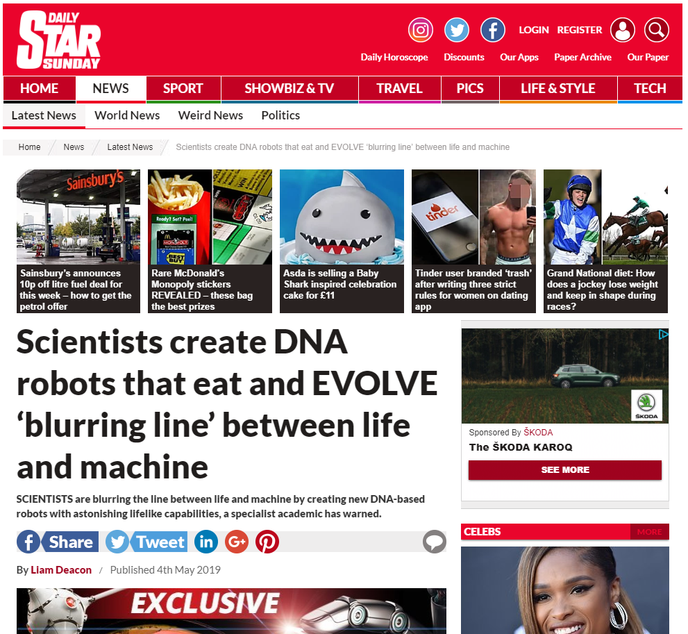Interview with M.J. Ryder (Mike Ryder) featured in the Daily Star, 4 May 2019