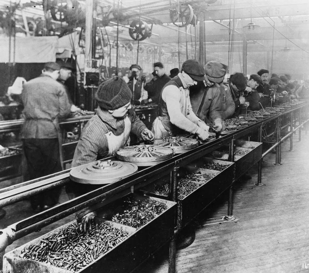 Workers on Ford production line